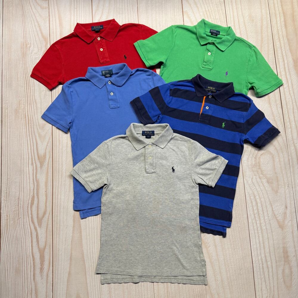 Lot of 5 Polo Ralph Lauren Boys Size Small (8) Short Sleeve Collared Polo Shirt